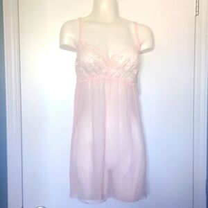 Light Pink sheer Chamise/Teddy with lace bodice